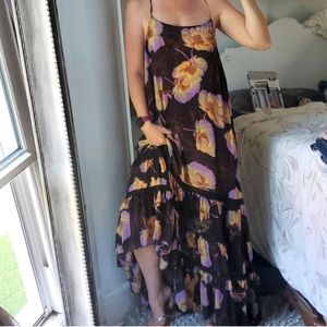 FREE PEOPLE Intimately Black Floral Maxi Slip Dress size Small